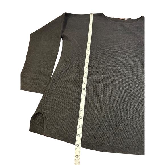 J. MCLAUGHLIN Dark Gray Grey Cashmere Blend Waffle Knit Long Sleeve Sweater XL - Picture 4 of 9